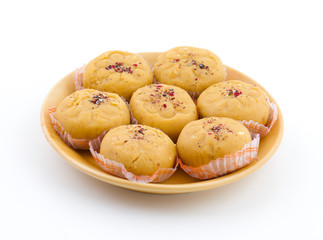Indian Most Popular Sweet Food Variety of Peda Also Called Pedha, Peday or Pera Made By Milk, Khoya, Saffron or Other Flavours. It's a Popular Festival Food From India