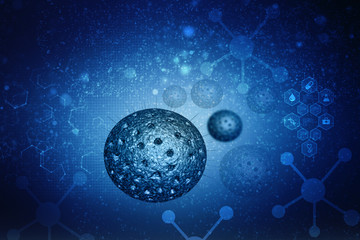 3d rendering Virus bacteria cells background
