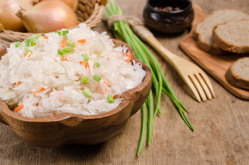 Traditional sauerkraut with carrots