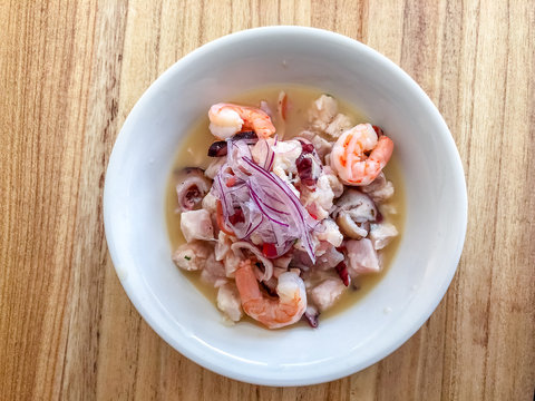 Delicious Mix ceviche With all kinds of seafood