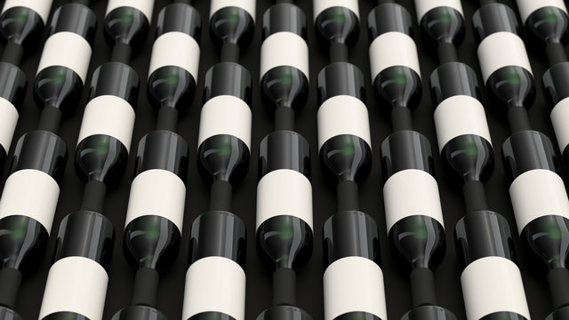 Pattern from bottles of red wine with blank labels