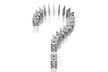 3D white dominoes - question mark shape