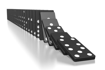 3D falling black dominoes