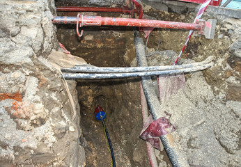 Building of lines of metallic, fiber optic cables and water supply