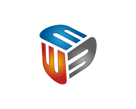 M W E cube logo design template