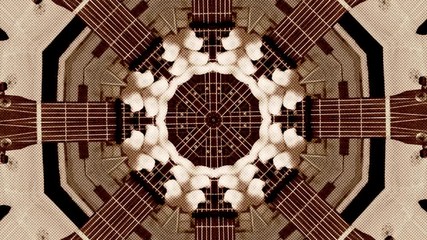 Abstract dot motion background of psychedelic kaleidoscopic acoustic guitar - Powered by Adobe
