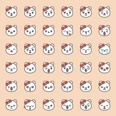 Obraz premium Cute bear emotion face in various expession, editable line icon