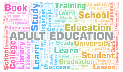 Fototapeta premium Adult Education word cloud.
