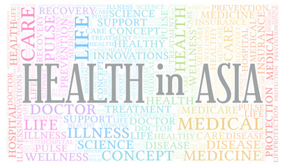 Fototapeta premium Health In Asia word cloud.