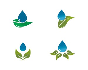 water drop with leaf logo icon symbol illustration design 