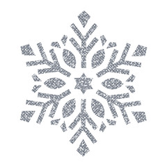 Silver Christmas Snowflake. Glitter Crystal.