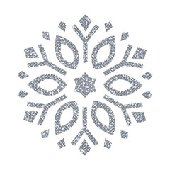 Silver Christmas Snowflake. Glitter Crystal.