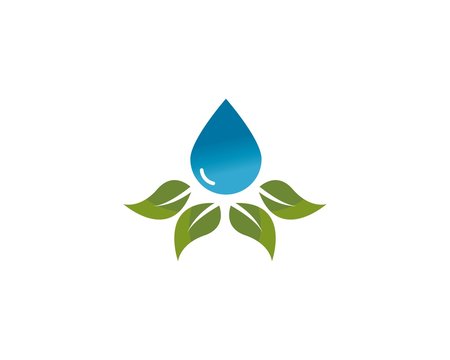 water drop with leaf logo icon symbol illustration design 