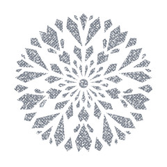 Silver Christmas Snowflake. Glitter Crystal.