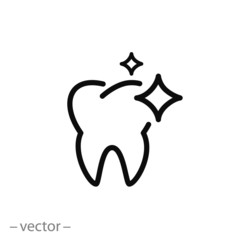 shiny tooth, icon, line sign, vector illustration