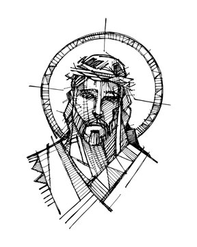 Jesus Christ Face at his Passion illustration