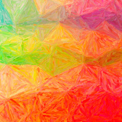 Illustration of red, green and blue large color variation impasto square background.