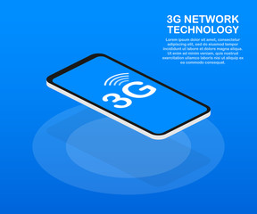 3G network wireless systems and internet. Communication network. Vector illustration. 