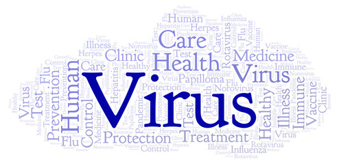 Fototapeta premium Virus word cloud, made with text only.