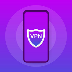 VPN connectivity. Secure virtual private network connection concept. Isometric vector illustration in ultraviolet colors.