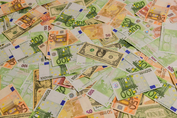 Money background euro and dollars
