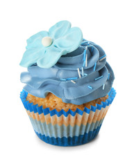 Delicious color cupcake on white background