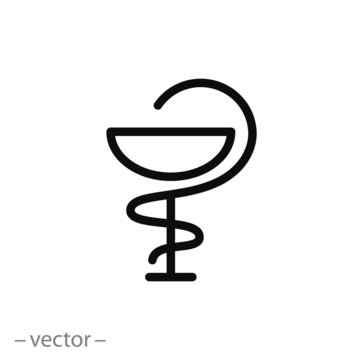 Pharmacy, Caduceus symbol, icon, linear sign vector illustration of Eps10