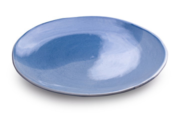 Empty blank ceramic dish on white background