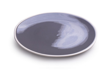 Empty blank ceramic dish on white background
