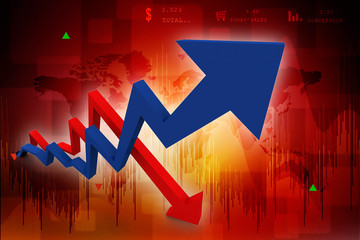 3d illustration inflation and deflation graph