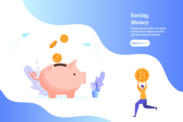Concept of saving money. Vector Illustration for web page, landing, poster, flyer, banner, presentation, social media