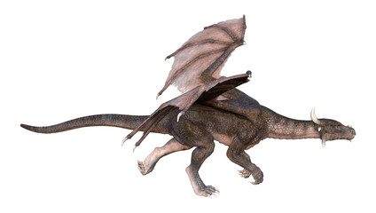 3D Rendering Fairy Tale Dragon on White
