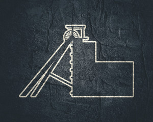 Mining industry building icon in thin line style.
