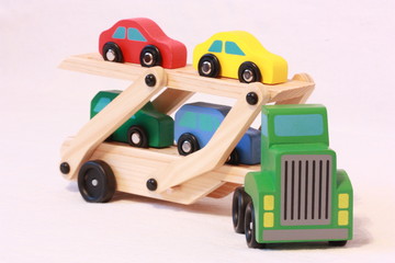 Colorful wooden cars