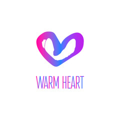Colorful love icon.  Warm logotype heart in vector hand drawing style with gradient. 