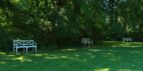 Benches in palace garden Laxenburg near Vienna