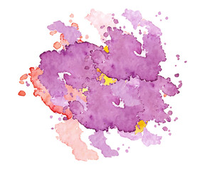 Abstract watercolor shape on white background. Color splashing hand drawn vector painting