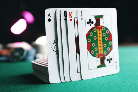 Cards on table in casino
