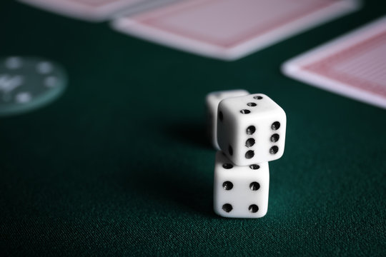 Dices on table in casino