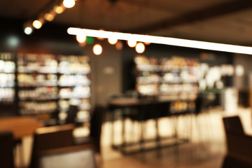 Blurred interior of modern cafe