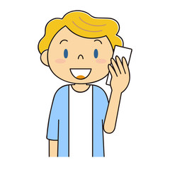 笑顔で電話をする外国人女性