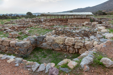 Palaikastro Greece 12-18-2018. Ruins of antique Minoan city of Roussolakkos near Palaikastro in Crete Greece.