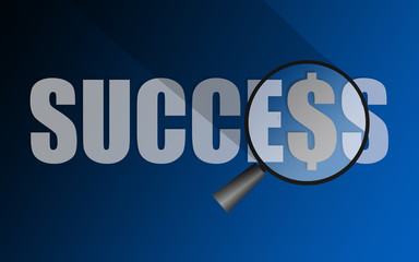 Glass magnifier with success word