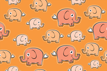 elephant cartoon character seamless background