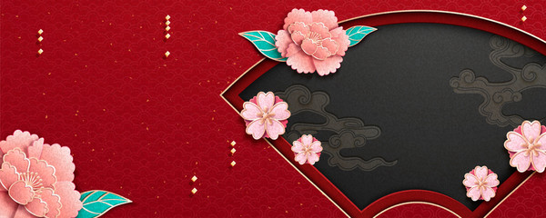 Elegant peony flowers banner © Rolling Stones