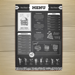 Vintage chalk drawing fast food menu design. Sandwich sketch corporate identity