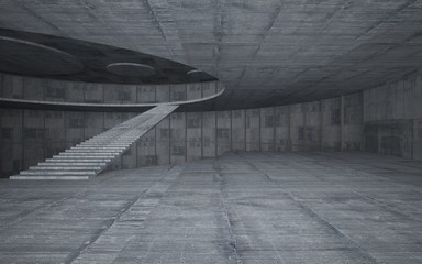 Abstract  concrete interior multilevel public space with window. 3D illustration and rendering.