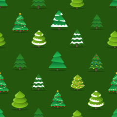 Christmas trees seamless pattern vector illustration