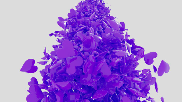 Torbellino corazones morados. 3D