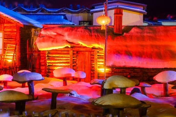 Naklejka premium beautiful snow country at night